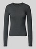 Vero Moda Regular Fit Langarmshirt aus Baumwoll-Mix mit Effektgarn Modell 'CHLOE' Anthrazit Melange