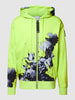 BOSS Green Sweatjacke aus reiner Baumwolle mit Kapuze Modell 'Lotus' Neon Grün