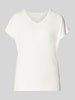 Christian Berg Woman t-shirt z mieszanki wiskozy i elastanu z dekoltem w serek Złamany biały