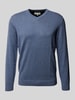 Tom Tailor Regular Fit Strickpullover aus reiner Baumwolle mit V-Ausschnitt Rauchblau