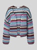 Jake*s Casual Strickjacke in Crochet-Optik Bleu