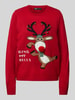 Only Regular Fit Weihnachtspullover mit weichem Puschel Modell 'XMAS' Rot