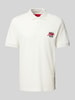 HUGO Regular fit poloshirt met labelprint en -stitching Offwhite