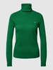 Gant Rollkragenpullover aus Leinen-Mix mit Logo-Stitching Gruen