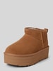 UGG Boots van leer met plateauzool, model 'CLASSIC ULTRA MINI' Camel