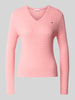 Tommy Hilfiger Sweter w kroju regular fit z czystej bawełny Różowy