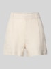 Gina Tricot Szorty lniane o kroju regular fit z zakładkami w pasie Camel