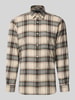 camel active Regular Fit Freizeithemd aus Flanell mit Label-Stitching Offwhite Melange