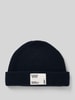 Wood Wood Regular fit muts van wolmix met logopatch, model 'Milo' Marineblauw
