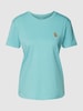 Jake*s Casual T-Shirt mit Motiv-Stitching Lagune