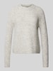 Pieces Regular Fit Strickpullover aus Rippstrick Modell 'ELLEN' Hellgrau Melange