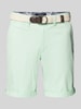 MCNEAL Slim fit bermuda met riem Grasgroen gemêleerd