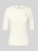 Tommy Hilfiger Slim fit T-shirt van viscosemix Wit
