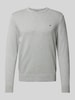 CK Calvin Klein Gebreide pullover met logostitching, model 'PIMA' Lichtgrijs gemêleerd