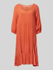 Soyaconcept Knielanges Kleid mit V-Ausschnitt Modell 'Radia' Orange