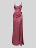 Luxuar Sukienka wieczorowa z satyny z rozcięciem i wiązaniem z tyłu Różowawy