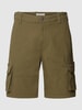 REVIEW Cargoshorts mit Label-Detail Olivgrün