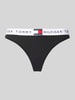 TOMMY HILFIGER String met elastische band met label, model 'TH Heritage' Zwart