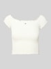 Tommy Jeans Slim Fit Crop Top mit gesmokten Einsätzen Weiss