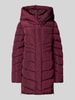Tom Tailor Regular fit gewatteerde lange jas met capuchon Bordeaux
