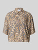 Jake*s Casual Bluse mit Kentkragen und Knopfleiste Schoko