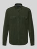 OLYMP Level Five Regular fit ribcordoverhemd met kentkraag Donkergroen