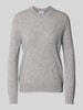 Jake*s Casual Gebreide pullover van kasjmier met ronde hals Zilver gemêleerd