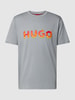 HUGO T-shirt met labelprint, model 'Danda' Steengrijs