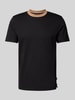 BOSS T-shirt met geribde ronde hals, model 'Tessler' Zwart