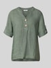 ZABAIONE Relaxed Fit Leinenbluse mit V-Ausschnitt Modell 'Is44sii' Khaki