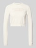 Tommy Jeans Regular fit pullover met labelstitching Offwhite gemêleerd