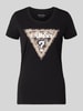 GUESS Slim fit T-shirt met siersteentjes Zwart