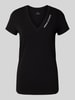 ARMANI EXCHANGE T-shirt z wyhaftowanym logo i dekoltem w serek Czarny