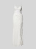 Luxuar Abendkleid mit Fransen Offwhite