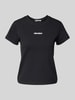 Review T-Shirt mit Label-Stitching und Rundhalsausschnitt Black