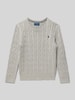 Polo Ralph Lauren Teens Gebreide pullover met kabelpatroon en ronde hals Lichtgrijs