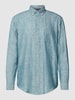 Christian Berg Men Regular Fit Leinenhemd mit Button-Down-Kragen Metallic Gruen