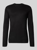 Tom Tailor Denim Regular Fit Strickpullover aus Rippstrick Black