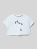 Mango Cropped T-Shirt mit Statement-Print Bleu