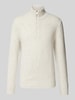 Marc O'Polo Regular Fit Troyer aus gesprenkeltem Tweedgarn Offwhite