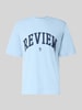 REVIEW T-Shirt mit Label-Print und Rundhalsausschnitt Eisblau