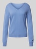 S.Marlon Kasjmier pullover met afgeronde V-hals Blauw