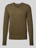 Tommy Hilfiger Gebreide pullover met logostitching, model 'PIMA' Olijfgroen