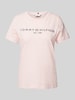 Tommy Hilfiger T-shirt met labelprint Roze