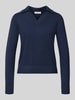 Christian Berg Woman Regular Fit longsleeve van viscosemix met polokraag Donkerblauw