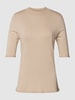 comma Gebreid shirt met ronde hals Zand