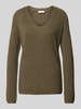 s.Oliver RED LABEL Regular Fit Strickpullover mit V-Ausschnitt und Raglan-Ärmeln Dunkelgruen