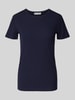 Christian Berg Woman T-Shirt in Ripp-Optik mit Rundhalsausschnitt Dunkelblau