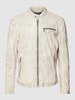 Milestone Leren jack met opstaande kraag, model 'Emilio' Offwhite