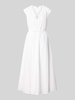 Jake*s Casual midi-jurk met V-hals en vetersluiting Wit